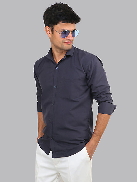 Ship Gray Plain Solid Cotton Shirt