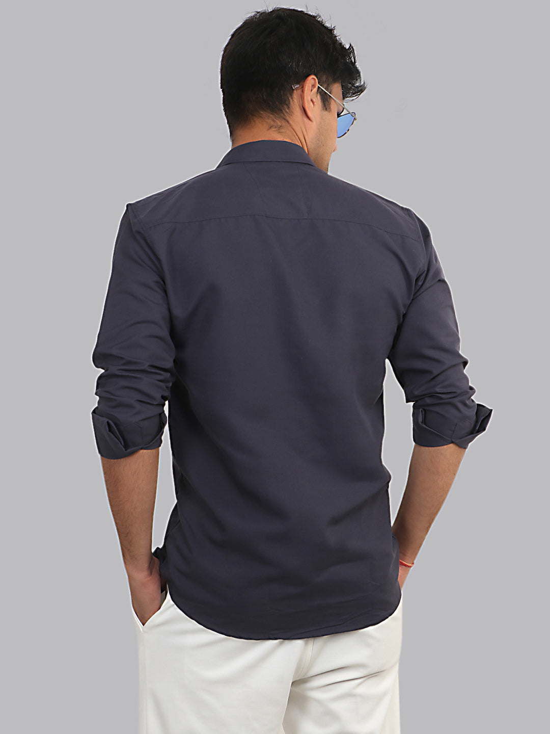 Ship Gray Plain Solid Cotton Shirt