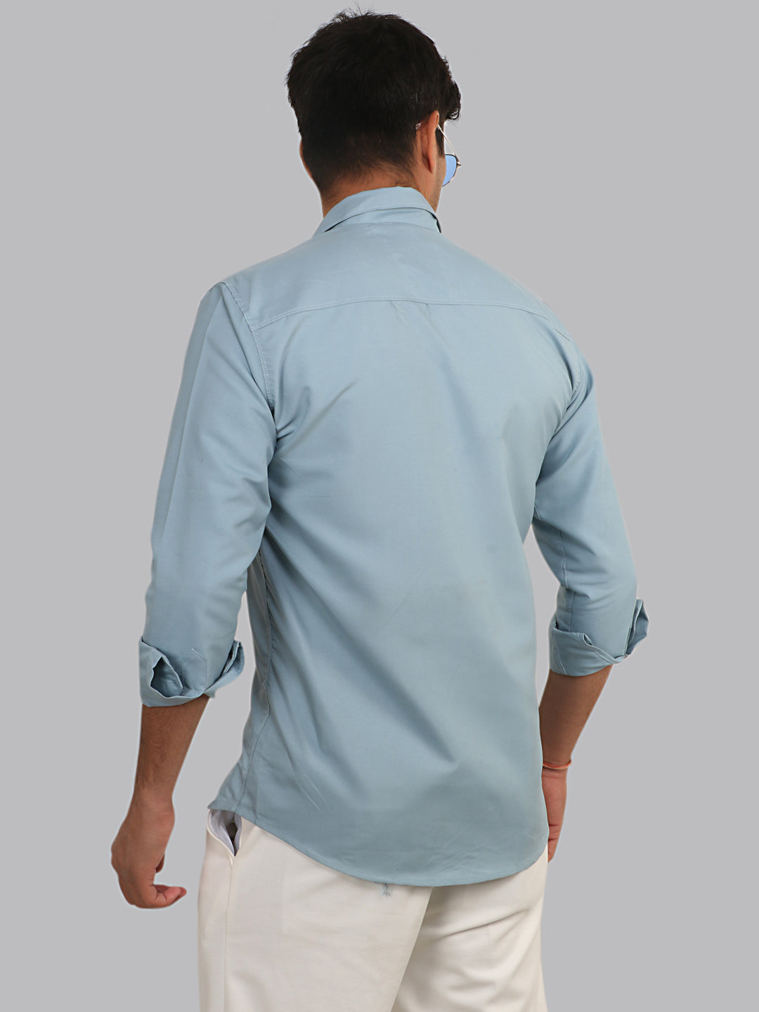 Bali Hai Blue Plain Solid Cotton Shirt
