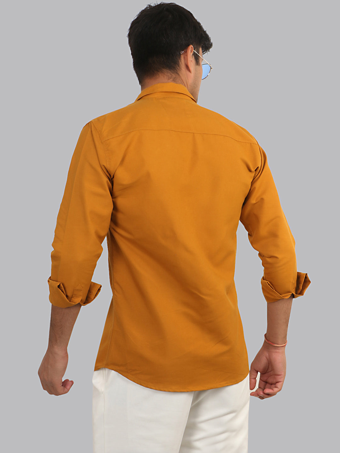 Ochre Orange Plain Solid Cotton Shirt