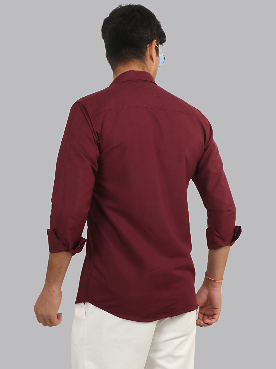 Tawny Port Maroon Plain Solid Cotton Shirt