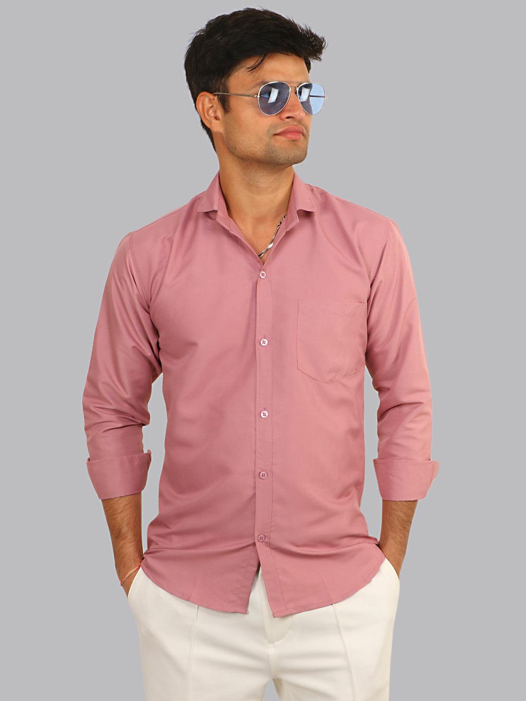 Shilo Pink Plain Solid Cotton Shirt