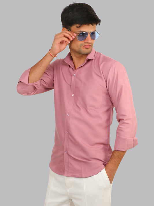 Shilo Pink Plain Solid Cotton Shirt