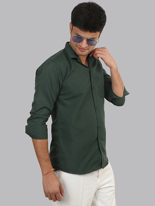 Lunar Green Plain Solid Cotton Shirt