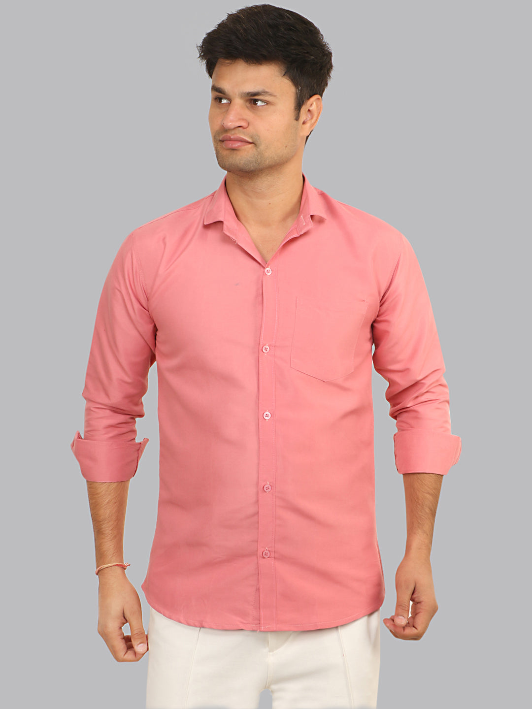 Deep Blush Pink Plain Solid Cotton Shirt