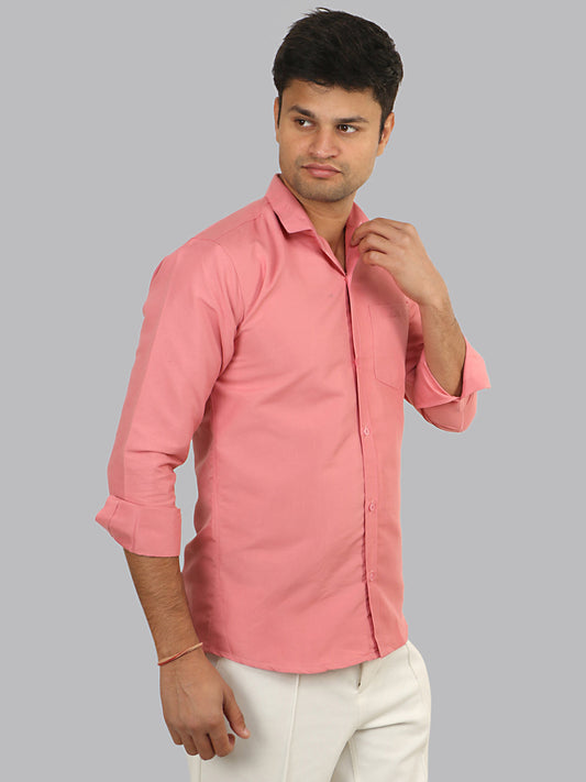 Deep Blush Pink Plain Solid Cotton Shirt