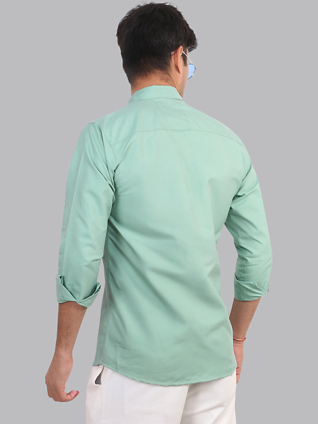Shadow Green Plain Solid Cotton Shirt