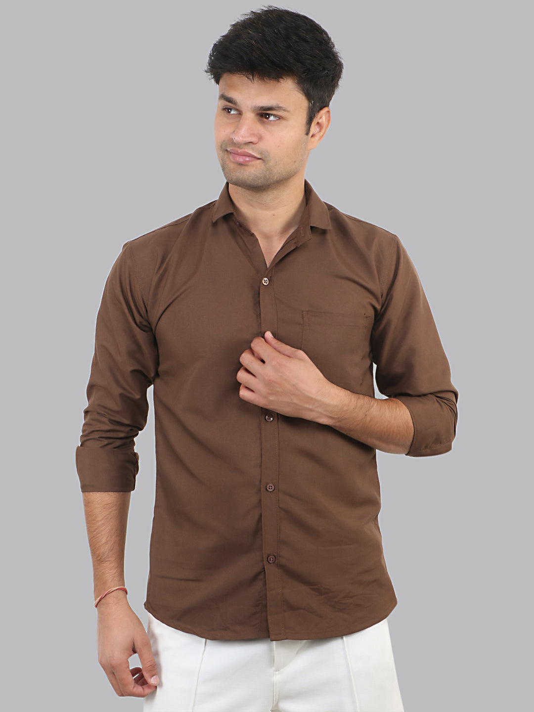 Millbrook Brown Plain Solid Cotton Shirt