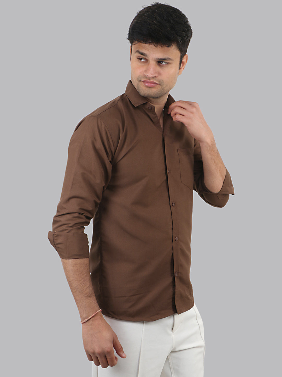 Millbrook Brown Plain Solid Cotton Shirt