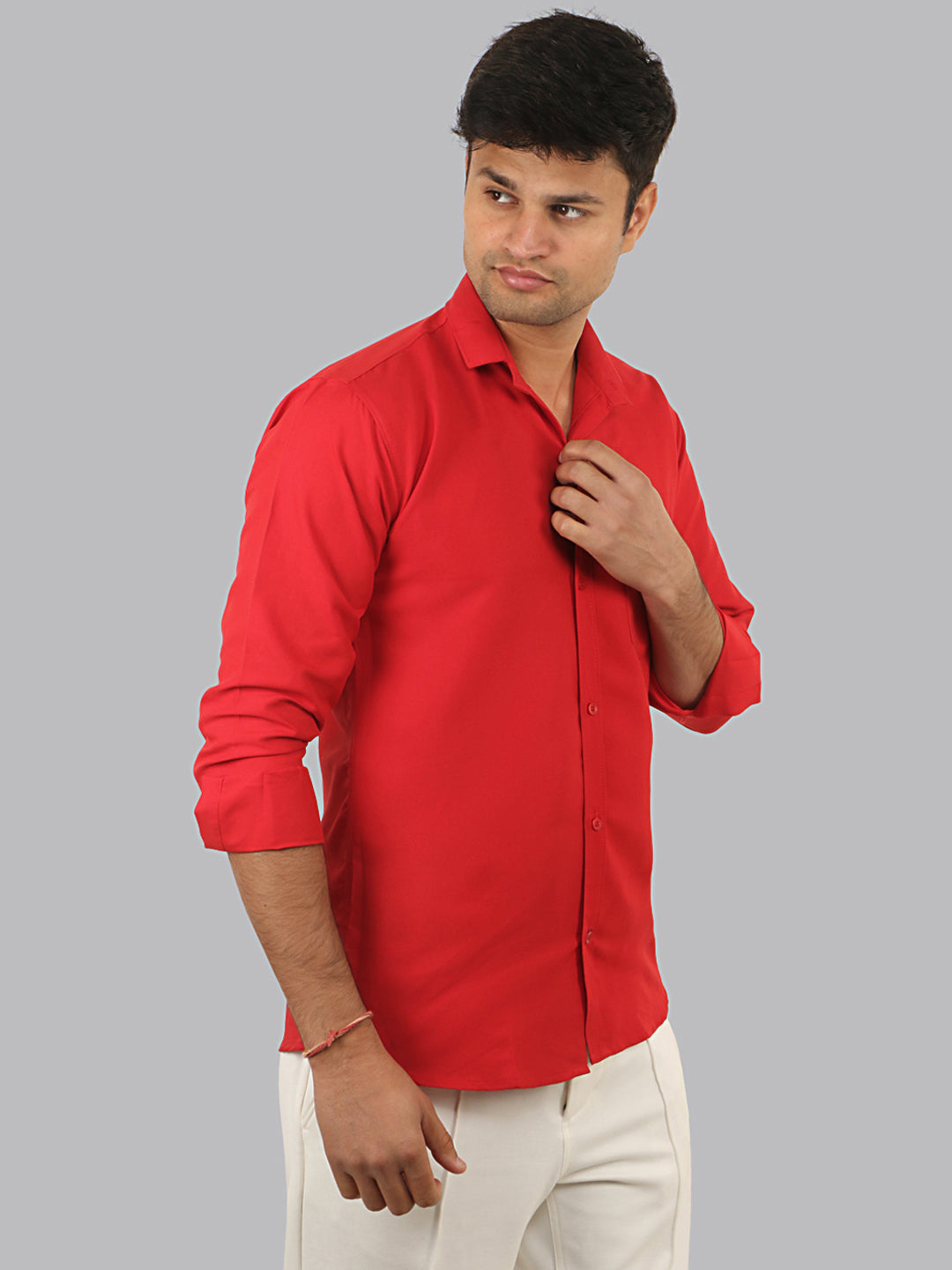 Alizarin Crimson Red Plain Solid Cotton Shirt