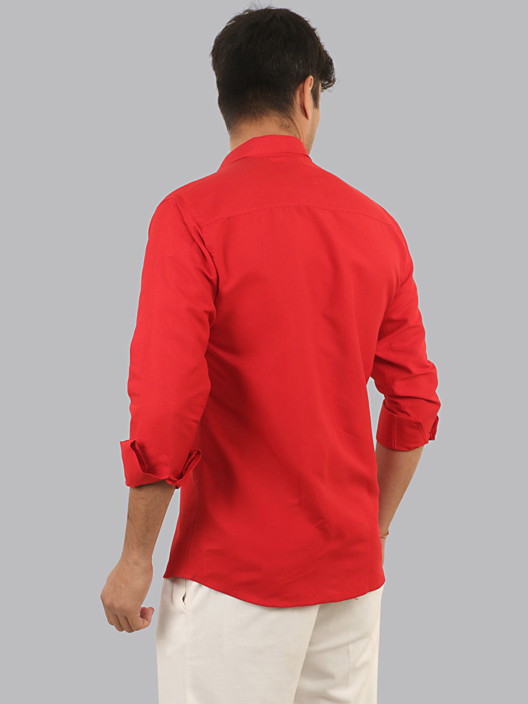 Alizarin Crimson Red Plain Solid Cotton Shirt