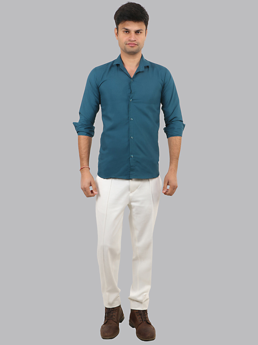 San Juan Blue Plain Solid Cotton Shirt