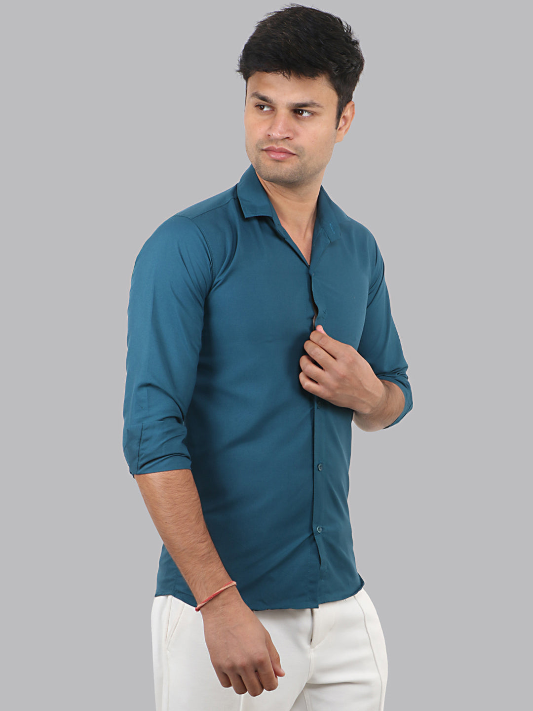 San Juan Blue Plain Solid Cotton Shirt