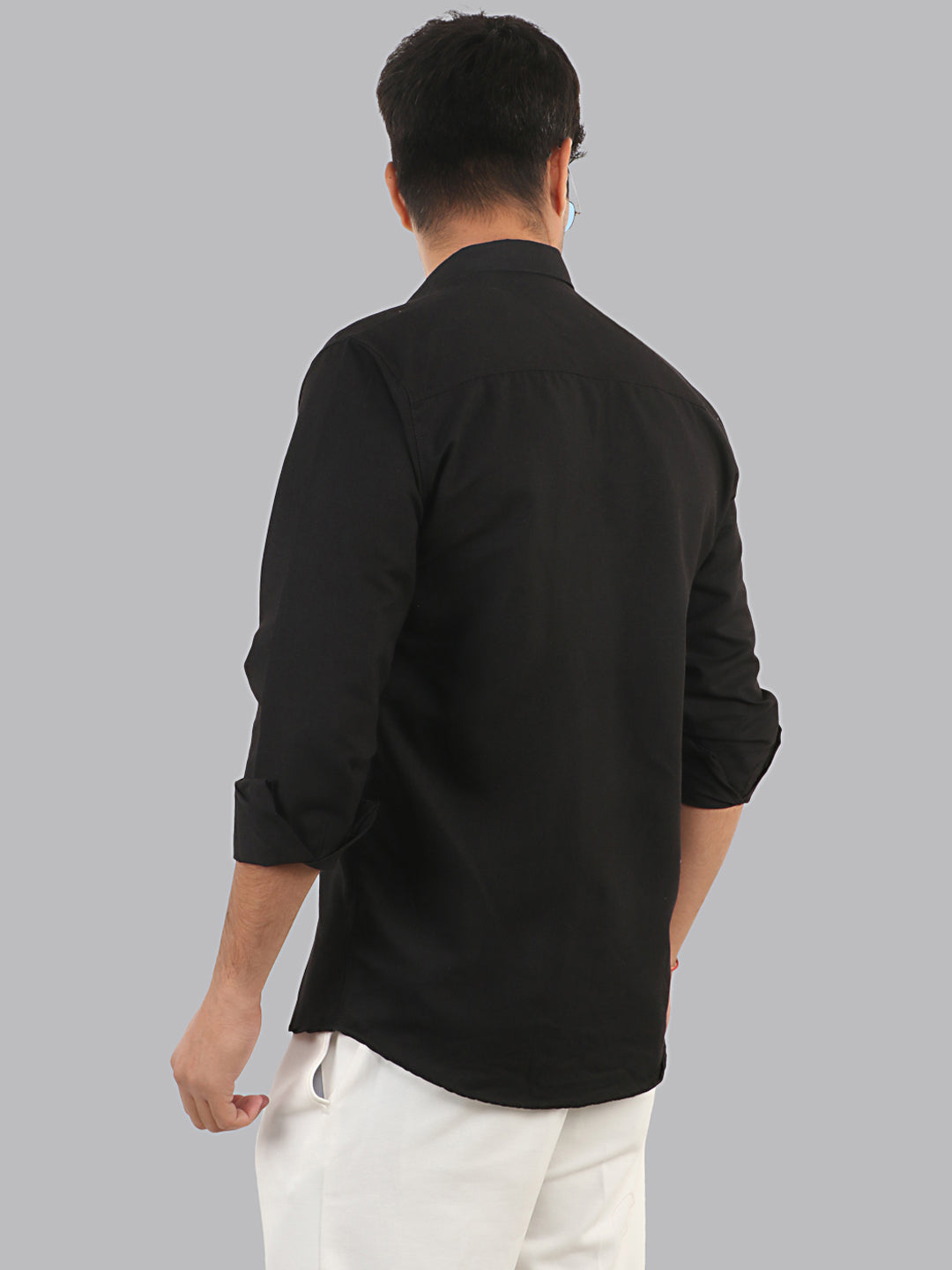Shark Black Plain Solid Cotton Shirt
