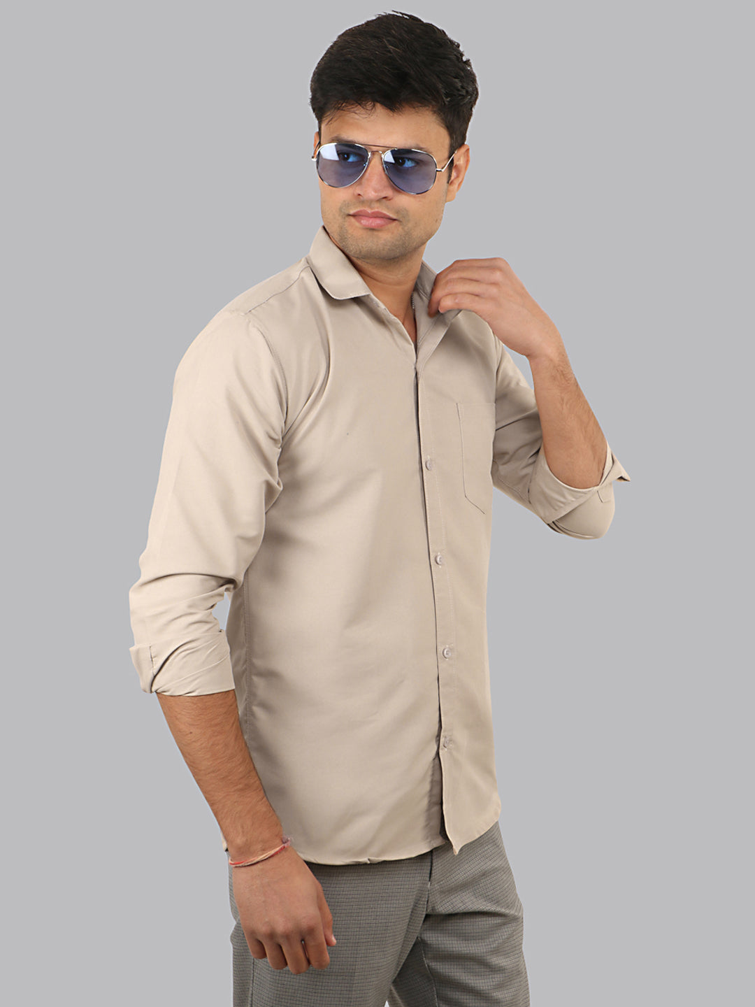 Soft Amber Beige Plain Solid Cotton Shirt
