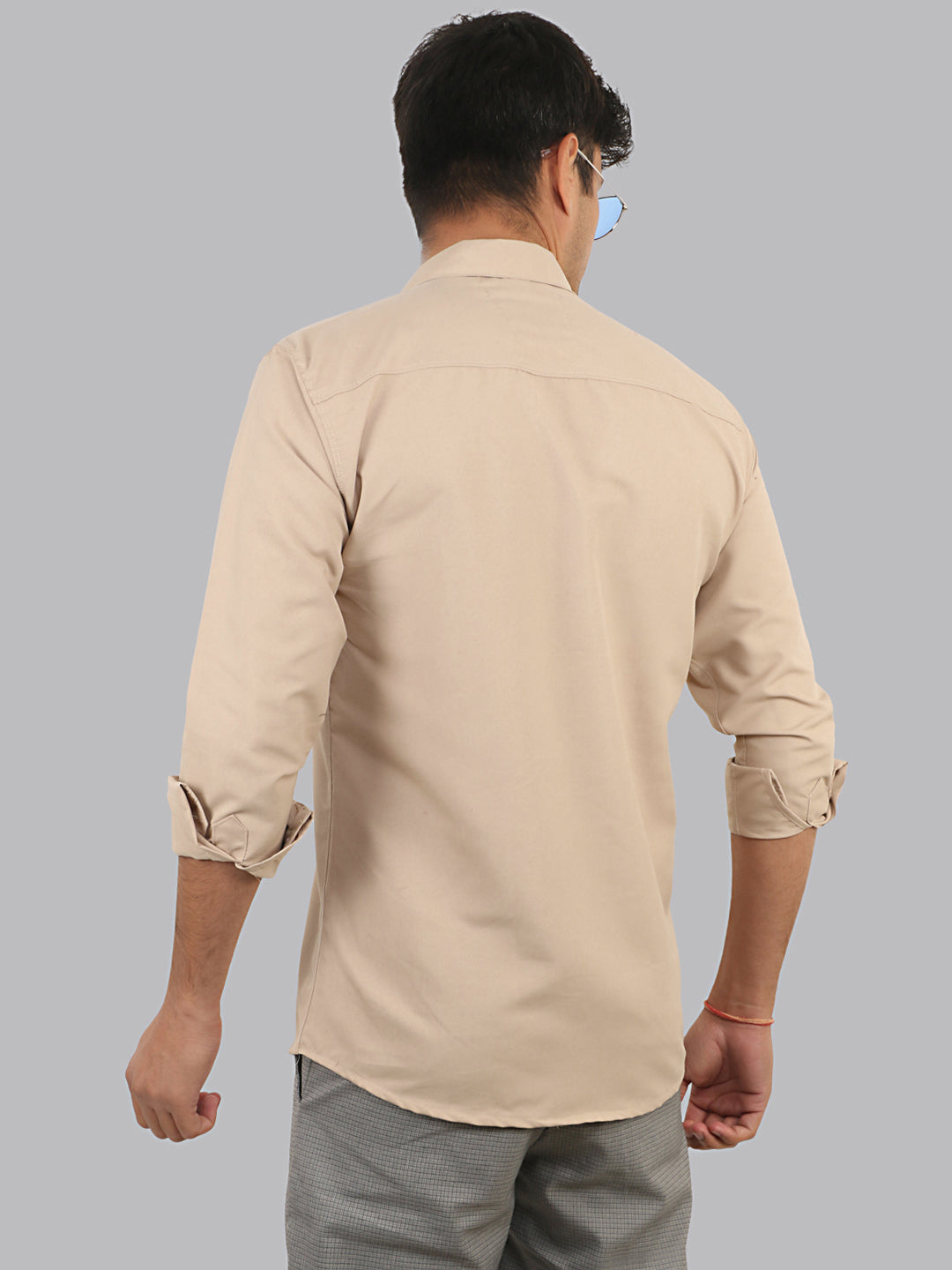 Soft Amber Beige Plain Solid Cotton Shirt