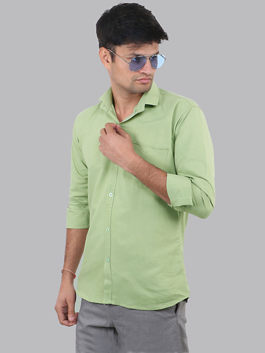 Sprout Green Plain Solid Cotton Shirt