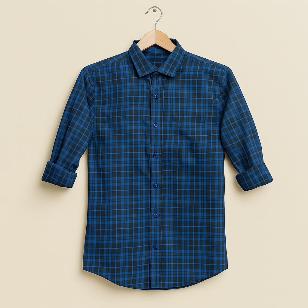 Blue color checkered shirt for men