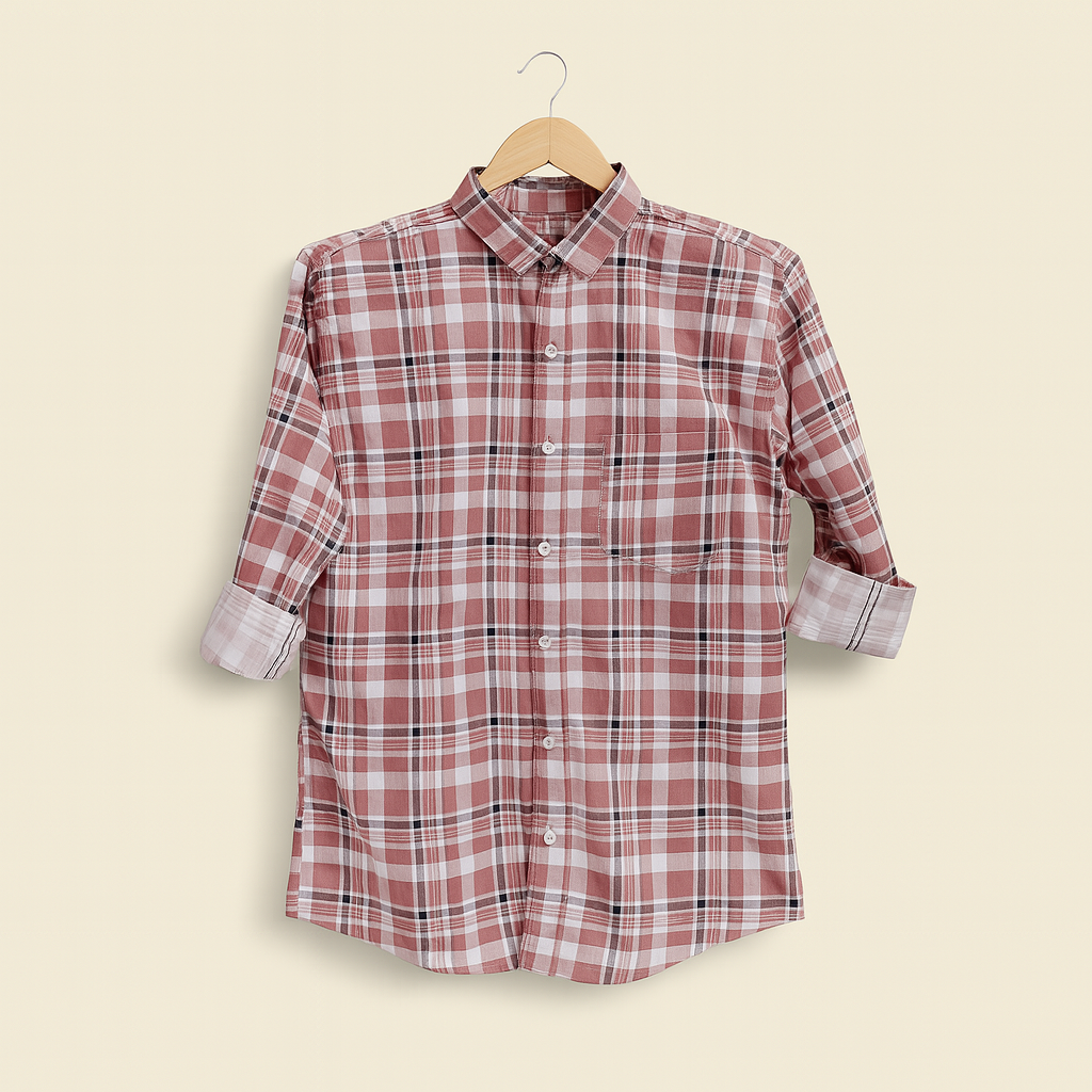 Pink color checkered shirt for men