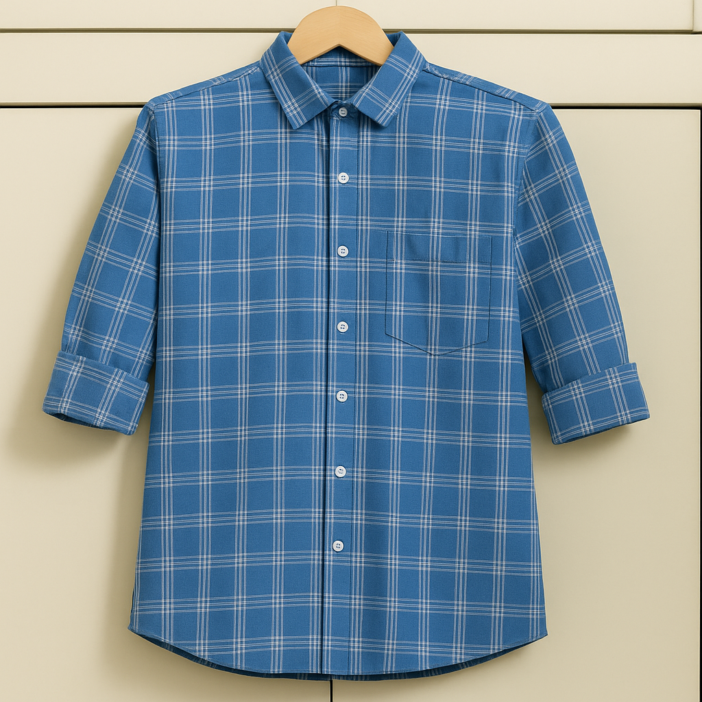 Blue color checkered shirt for men