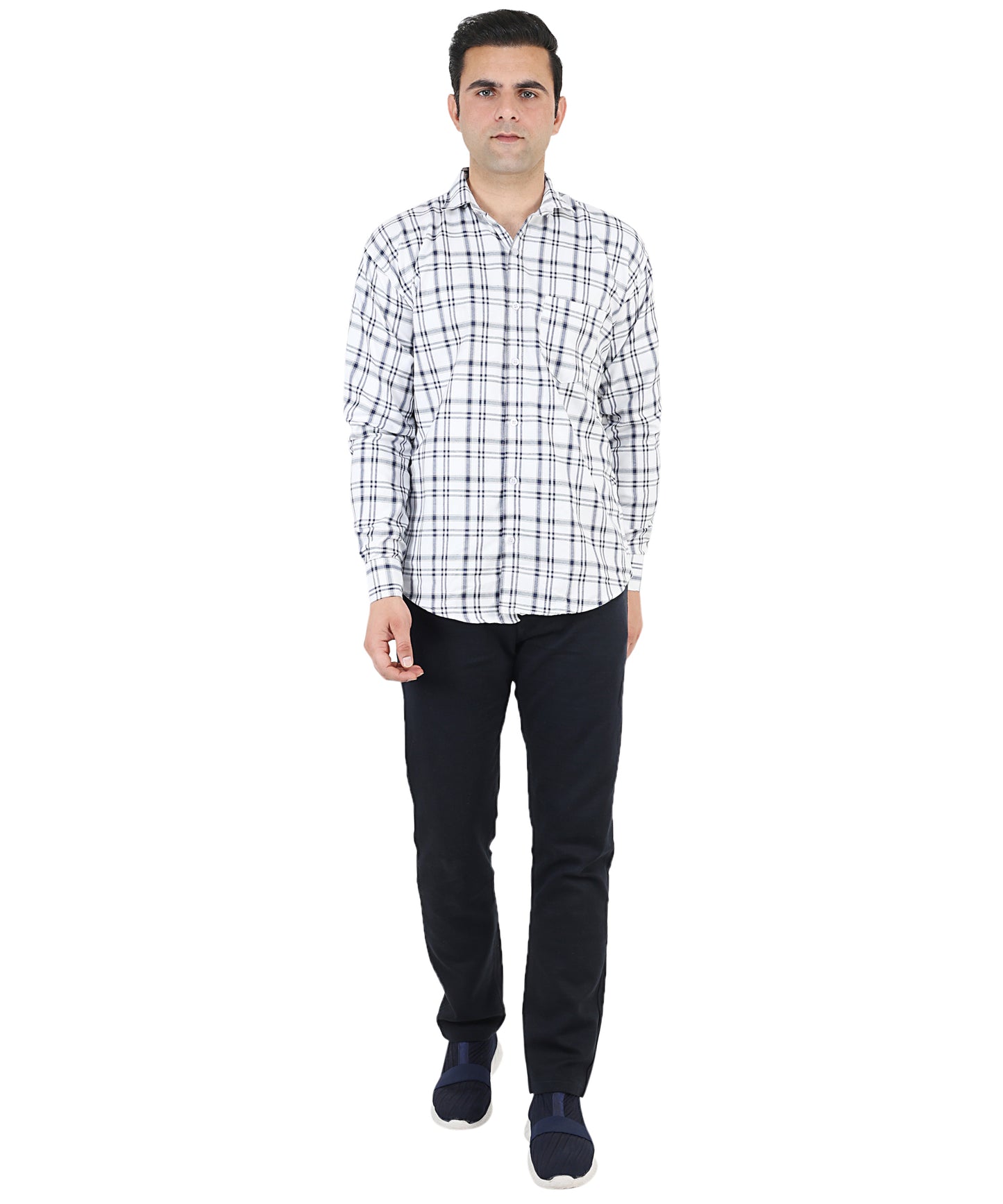 White color checkered shirt for men