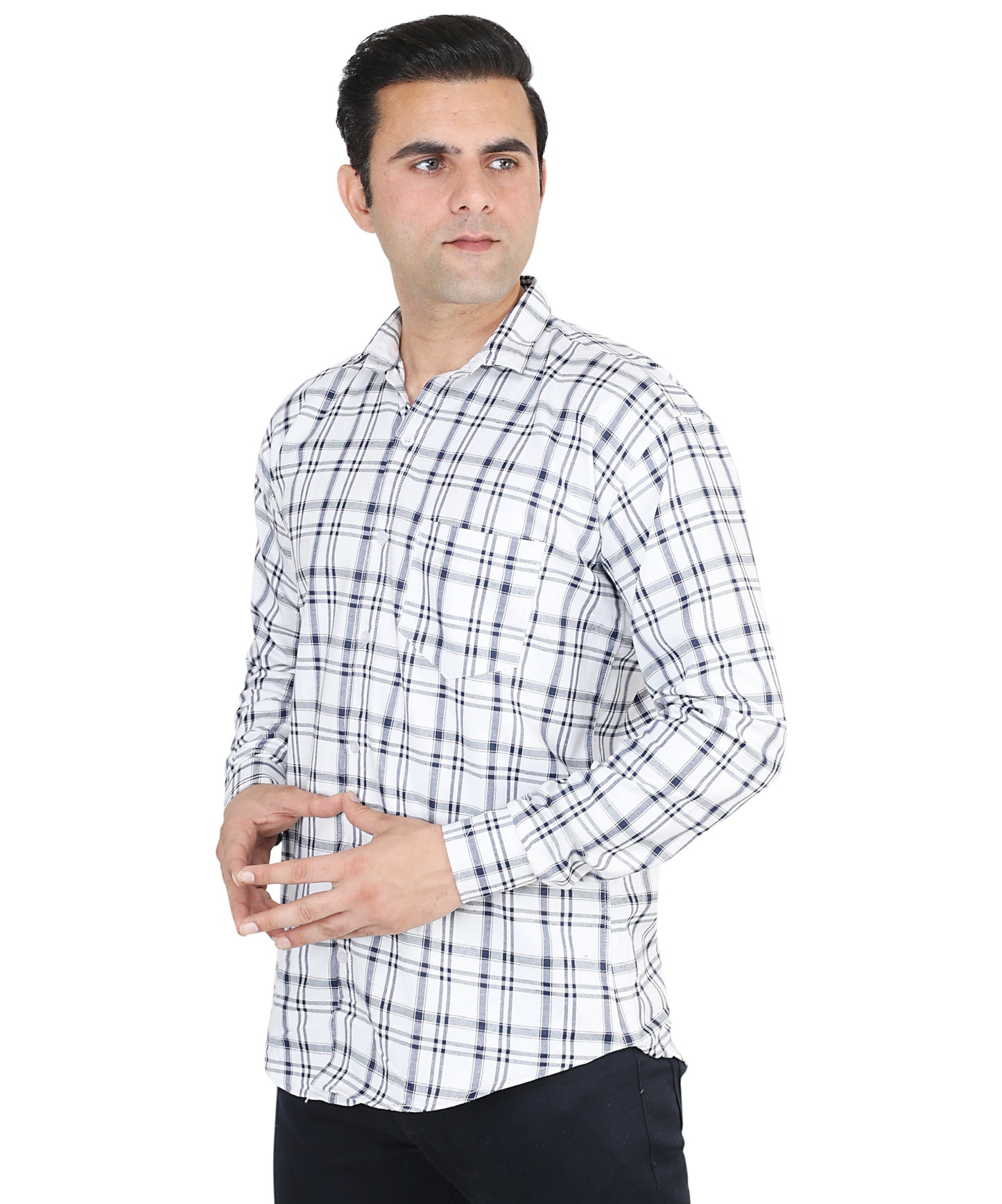 White color checkered shirt for men