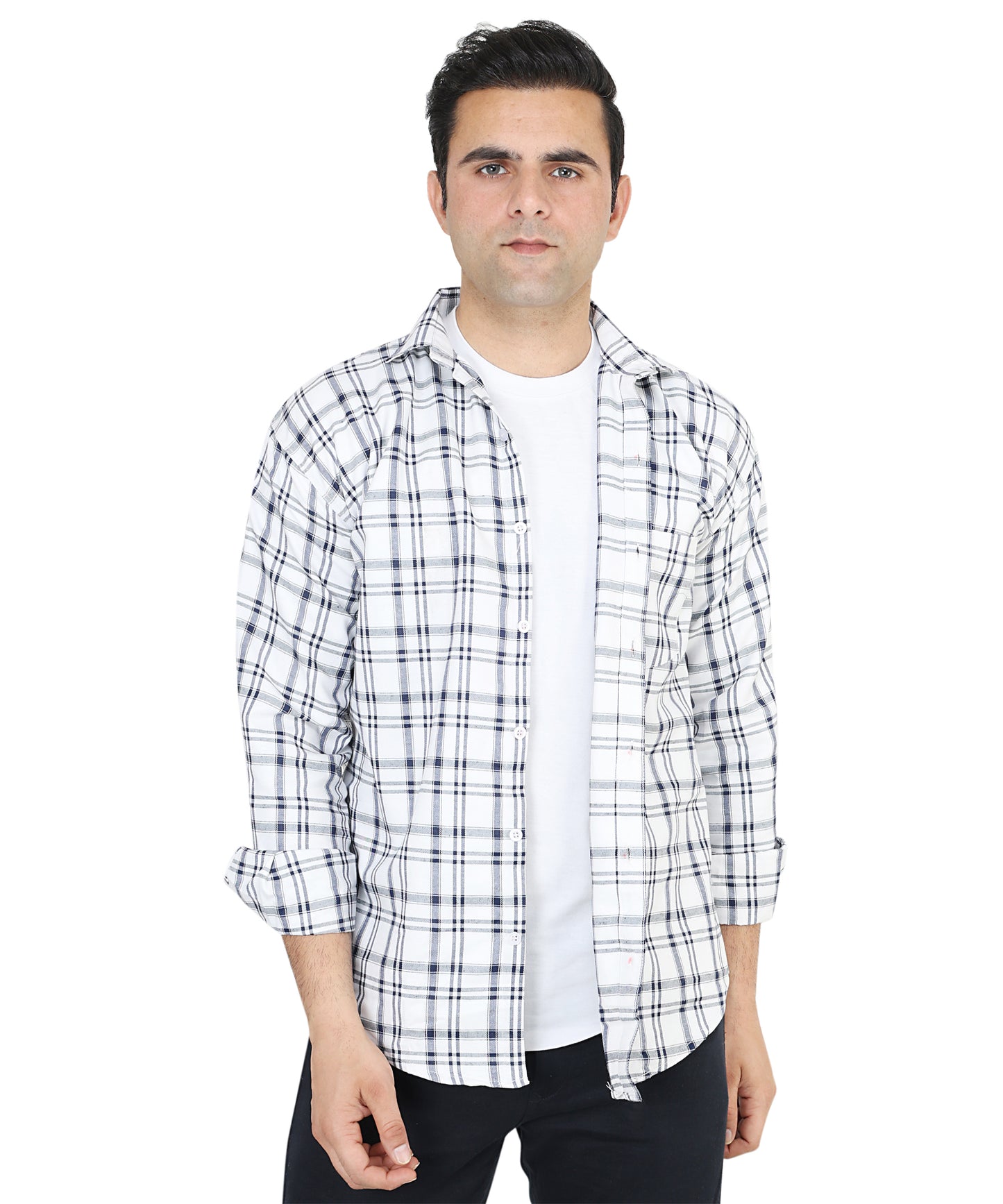 White color checkered shirt for men