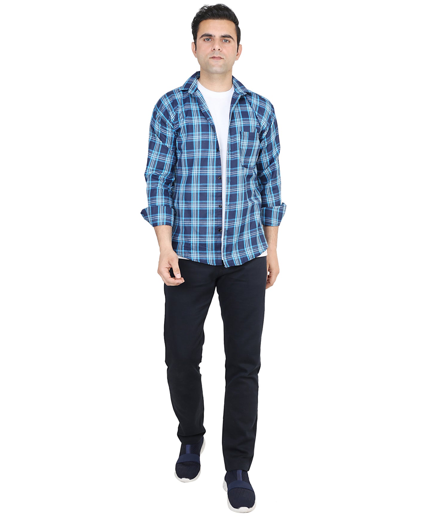 Blue color checkered shirt for men