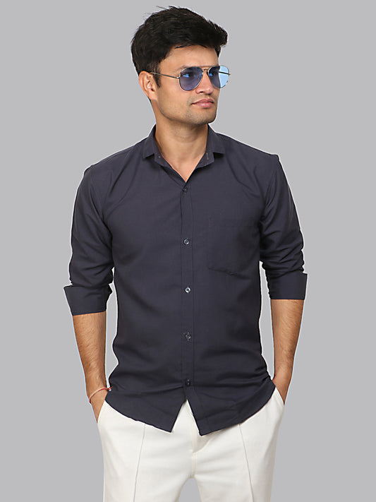 Ship Gray Plain Solid Cotton Shirt