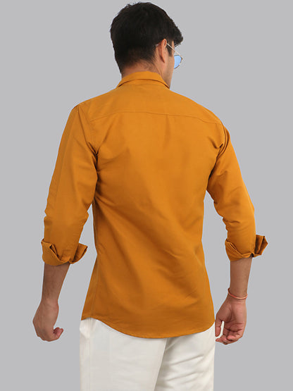 Ochre Orange Plain Solid Cotton Shirt