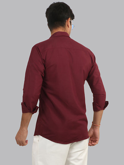 Tawny Port Maroon Plain Solid Cotton Shirt