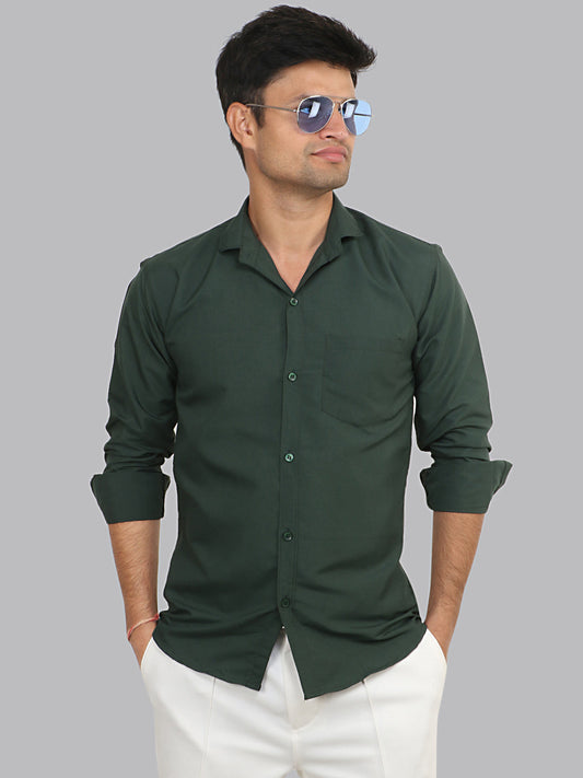Lunar Green Plain Solid Cotton Shirt