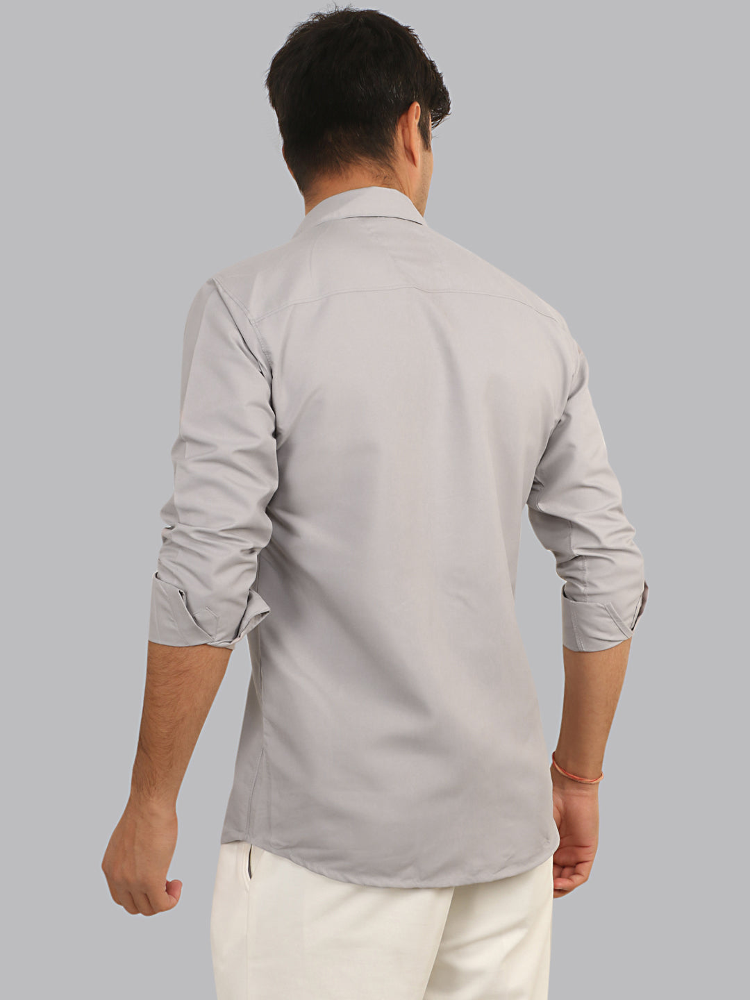 Silver Gray Plain Solid Cotton Shirt