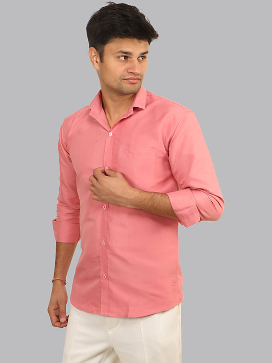 Deep Blush Pink Plain Solid Cotton Shirt