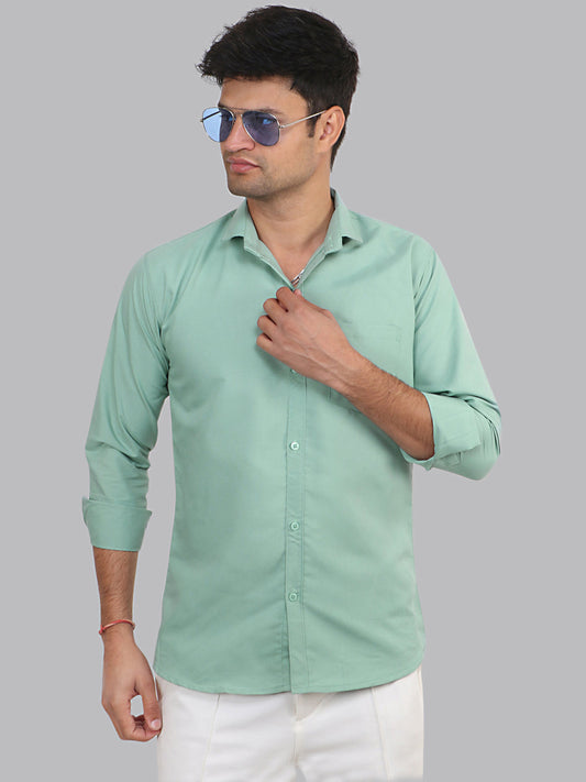 Shadow Green Plain Solid Cotton Shirt