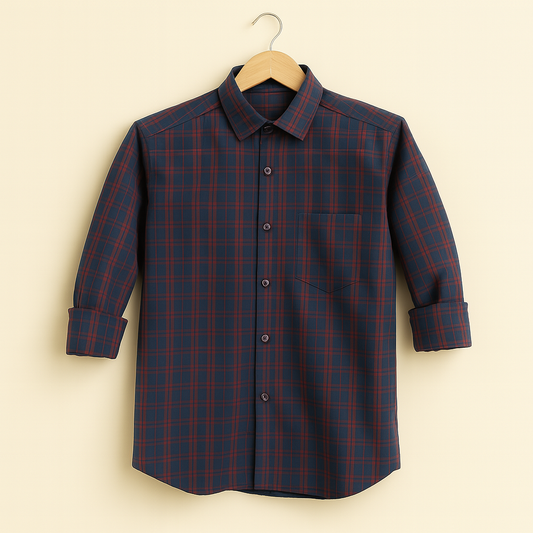 Red color checkered shirt for men