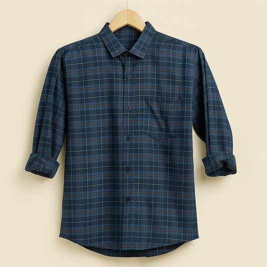 Green color checkered shirt for men