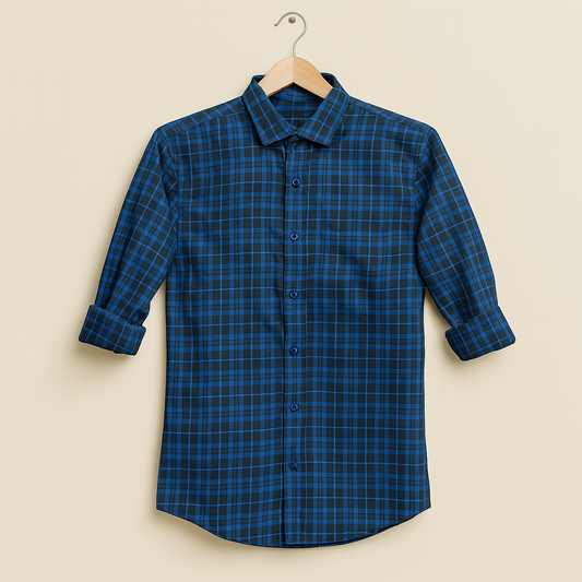 Blue color checkered shirt for men