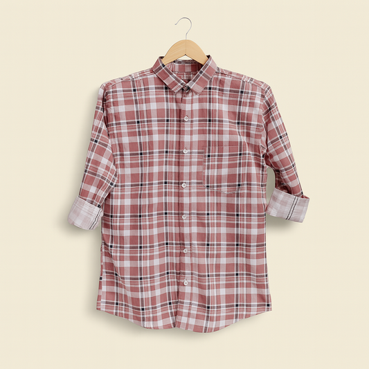 Pink color checkered shirt for men