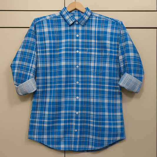 Blue color checkered shirt for men