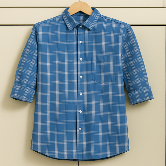Blue color checkered shirt for men