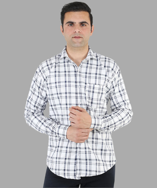 White color checkered shirt for men