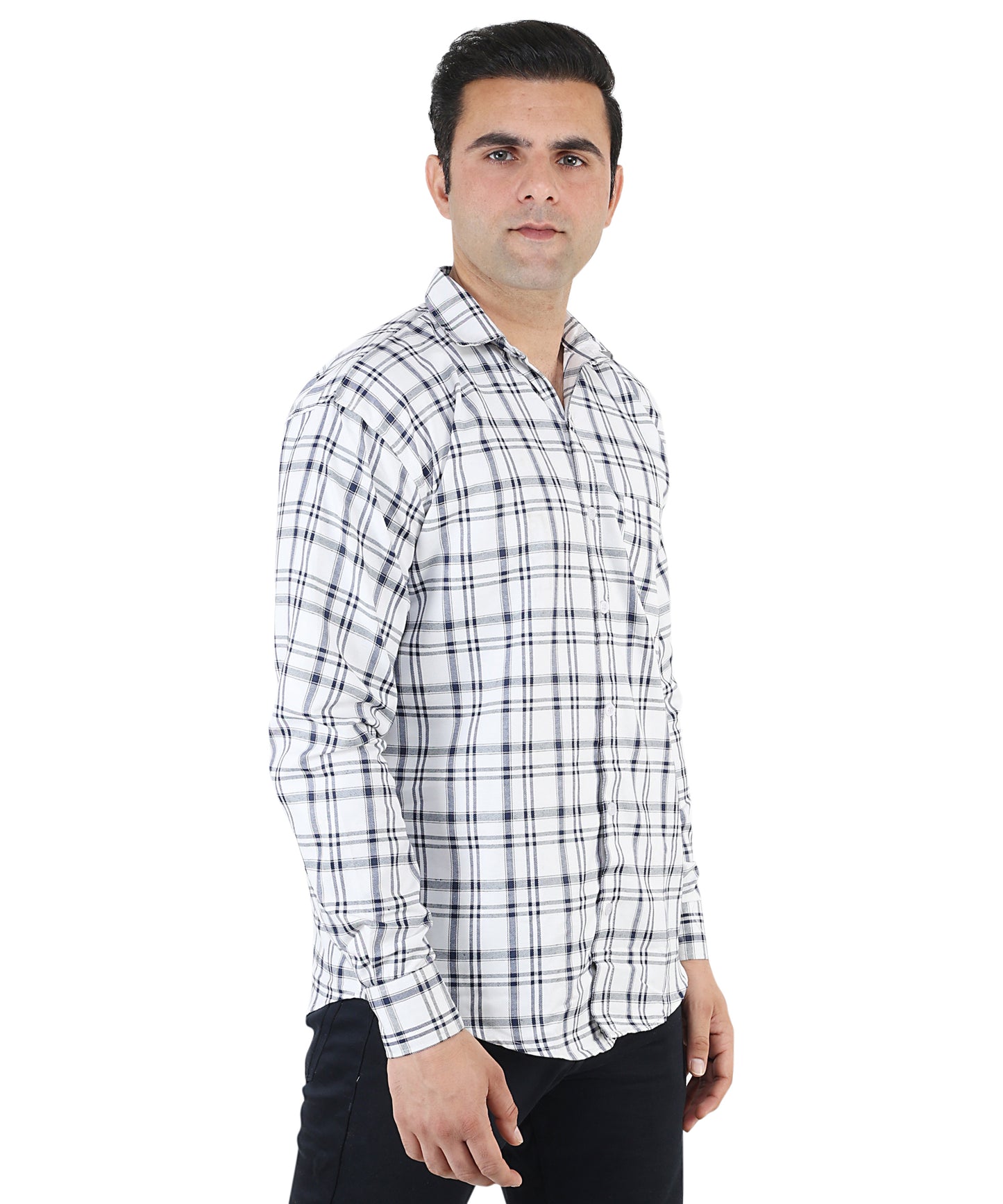 White color checkered shirt for men
