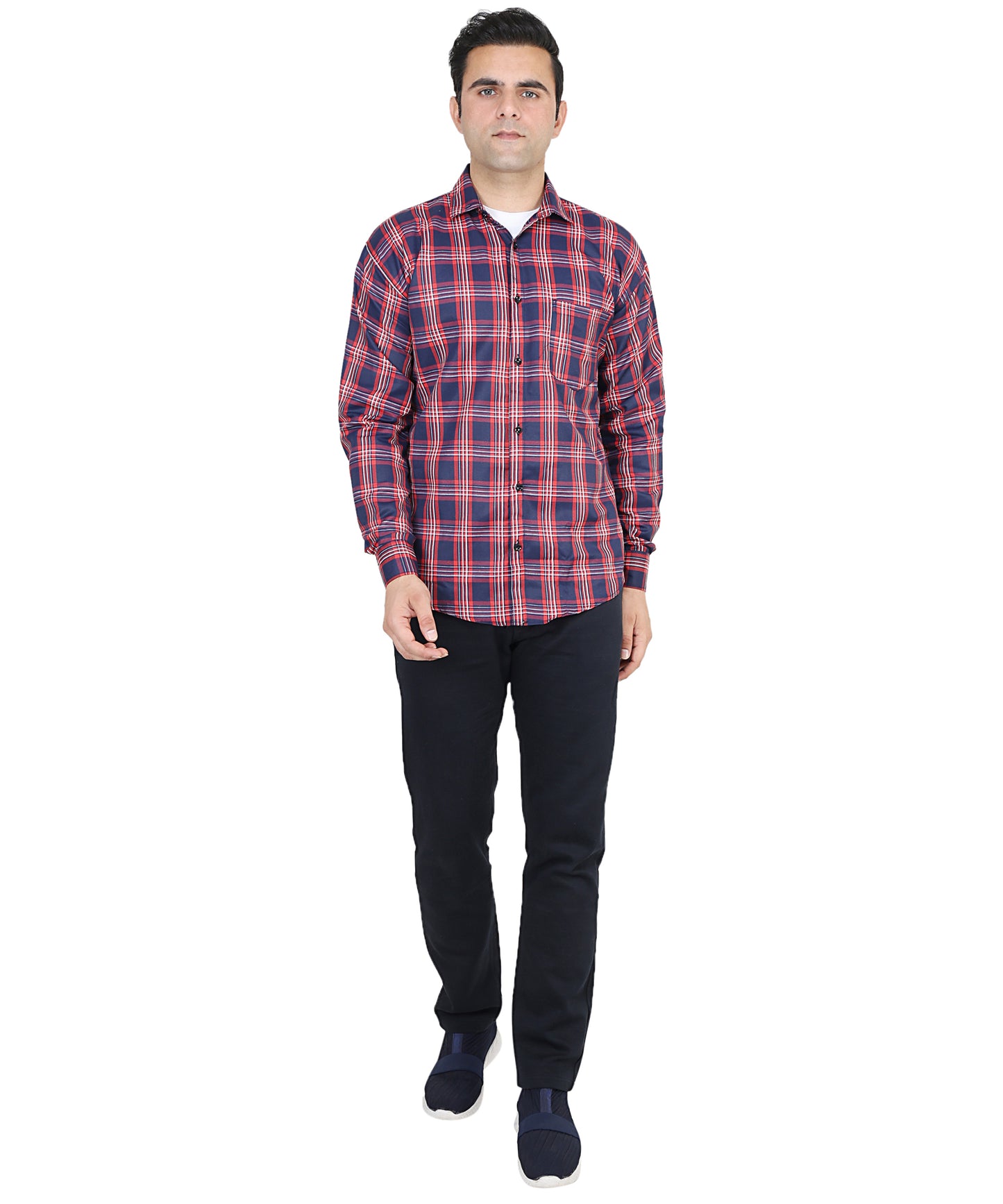 Red Blue color checkered shirt for men