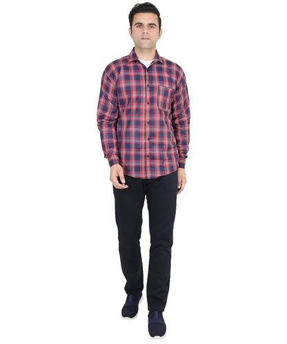Red Blue color checkered shirt for men