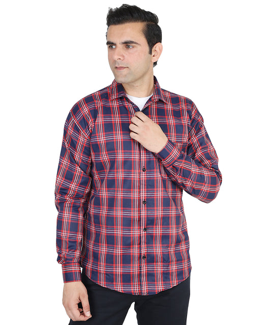 Red Blue color checkered shirt for men