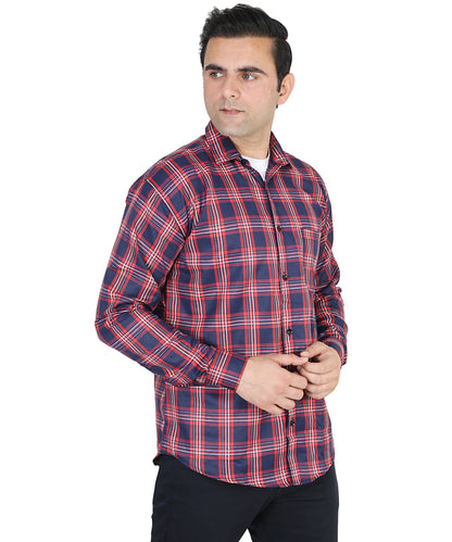 Red Blue color checkered shirt for men