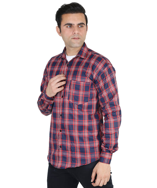 Red Blue color checkered shirt for men