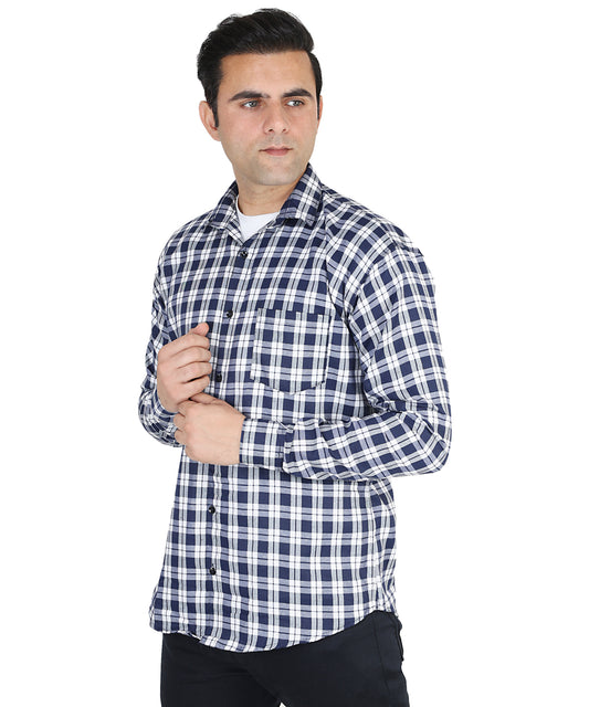 White Blue color checkered shirt for men