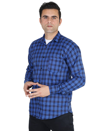 Blue color checkered shirt for men